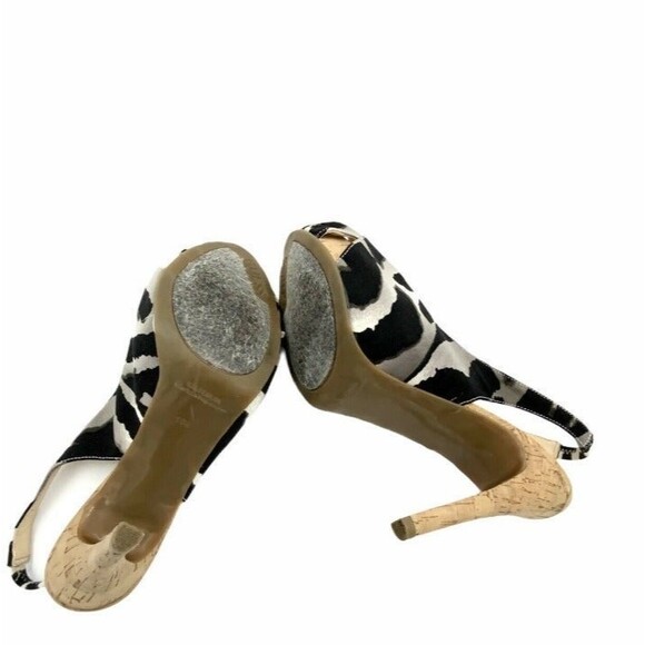 Guess Womens Peep toe Animal print black slingback stilettos heels 10M - Picture 7 of 7